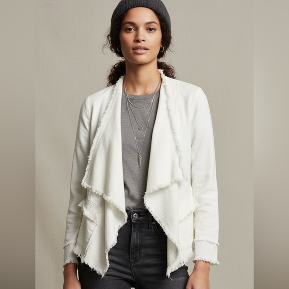 Free People Jackets & Blazers - Free People Rae Femme Linen Jacket Ivory Raw Edge Size S